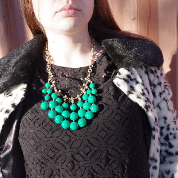 Vintage Gold Plated Lucite Beaded Statement  Necklace By Stella & Dot - Picture 1 of 4